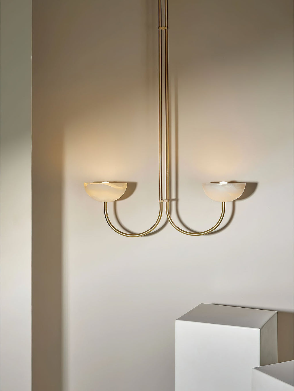 Lunaris Duo Alabaster Pendant Lamp by Bling Lighting Studio
