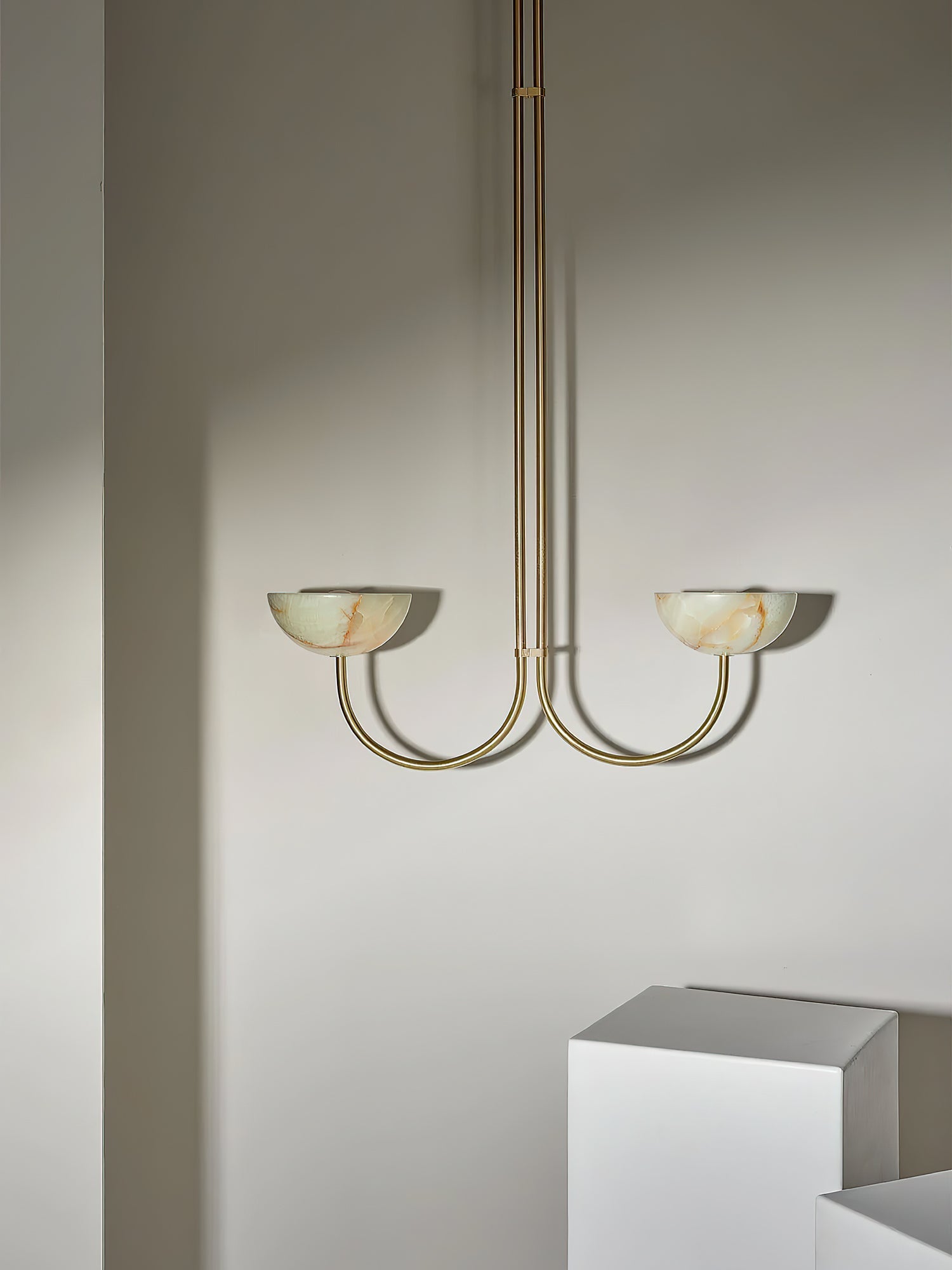Lunaris Duo Alabaster Pendant Lamp by Bling Lighting Studio