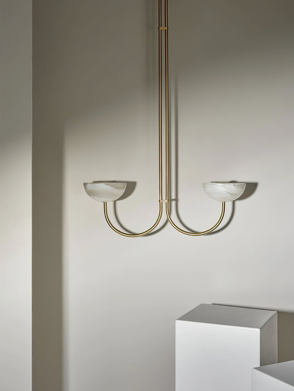 Lunaris Duo Alabaster Pendant Lamp by Bling Lighting Studio
