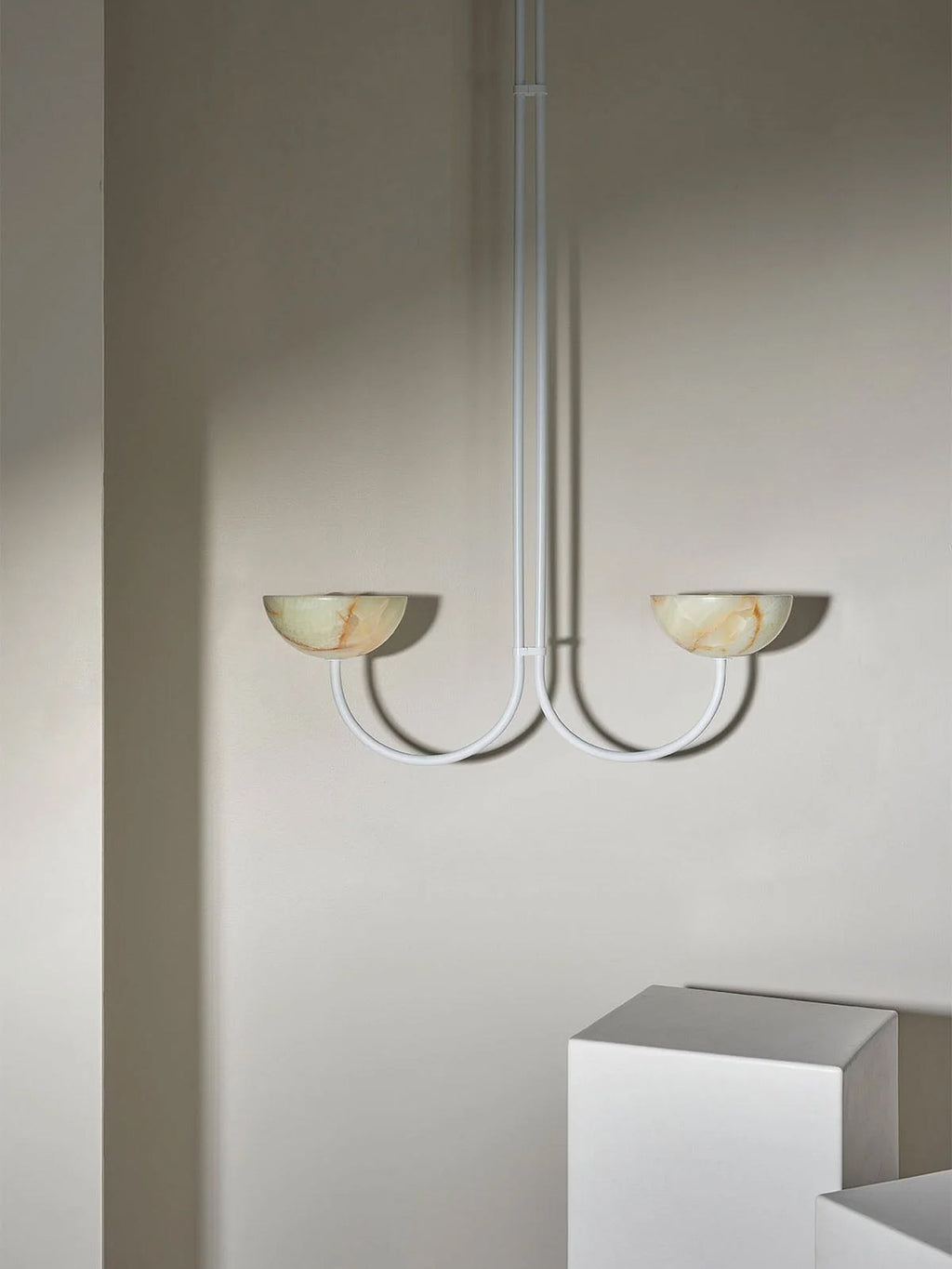 Lunaris Duo Alabaster Pendant Lamp by Bling Lighting Studio