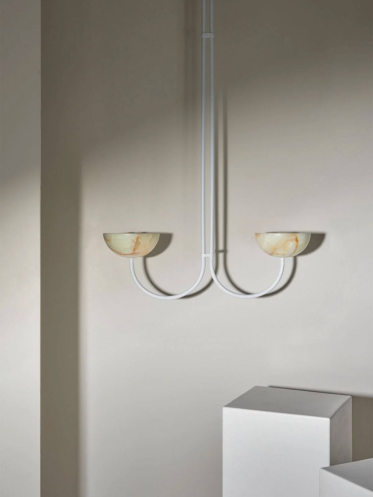 Lunaris Duo Alabaster Pendant Lamp by Bling Lighting Studio