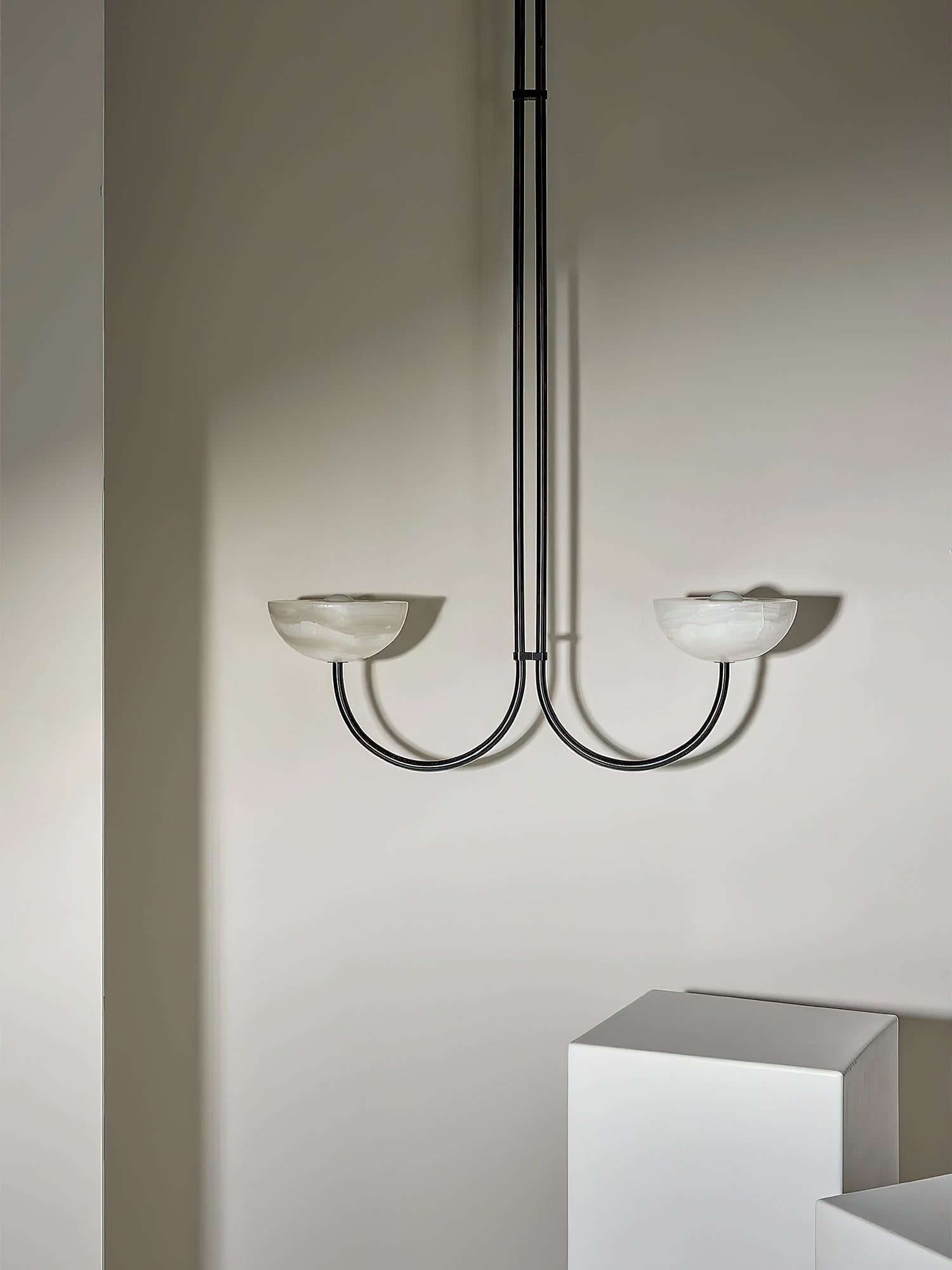 Lunaris Duo Alabaster Pendant Lamp by Bling Lighting Studio