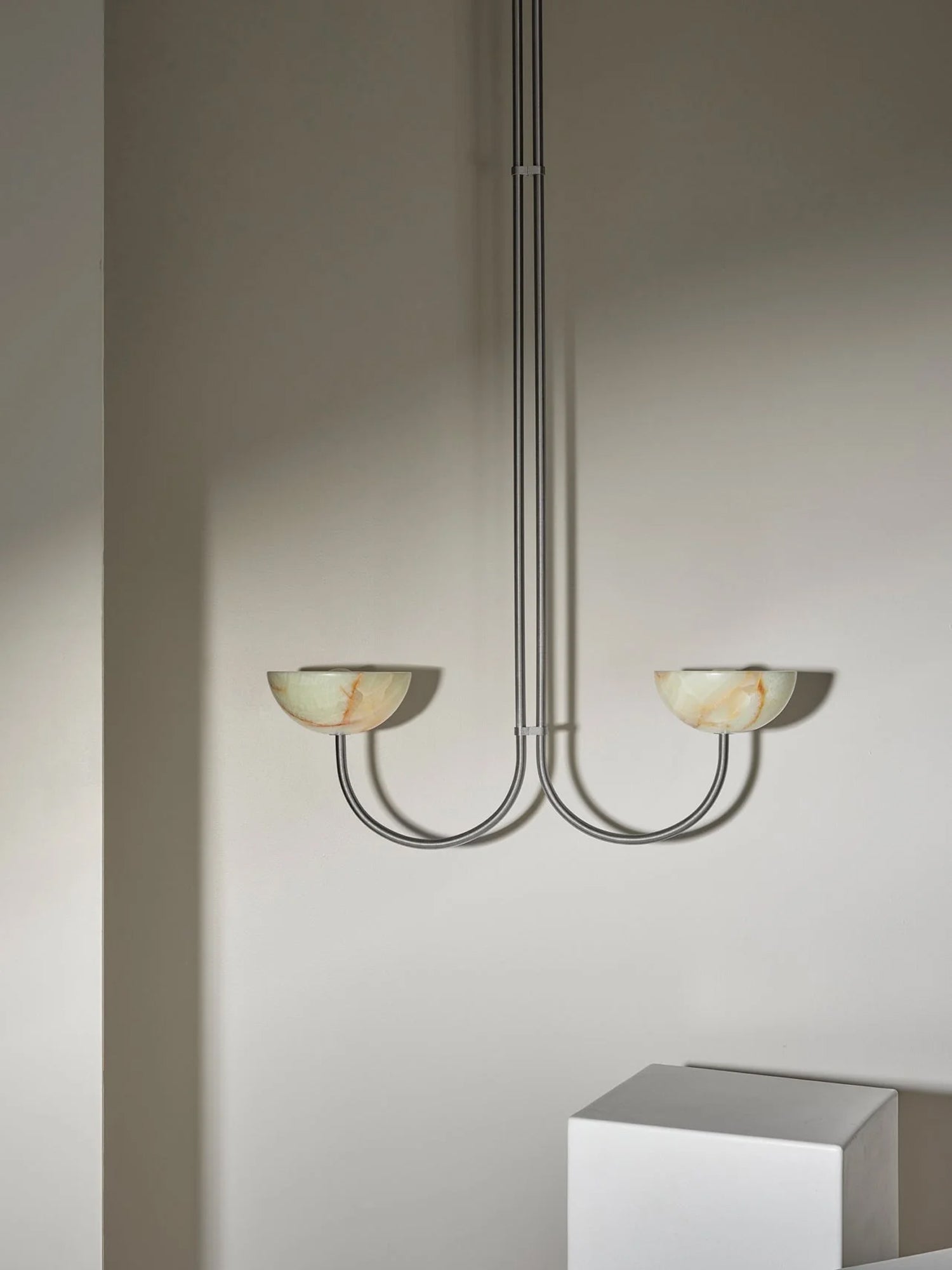 Lunaris Duo Alabaster Pendant Lamp by Bling Lighting Studio