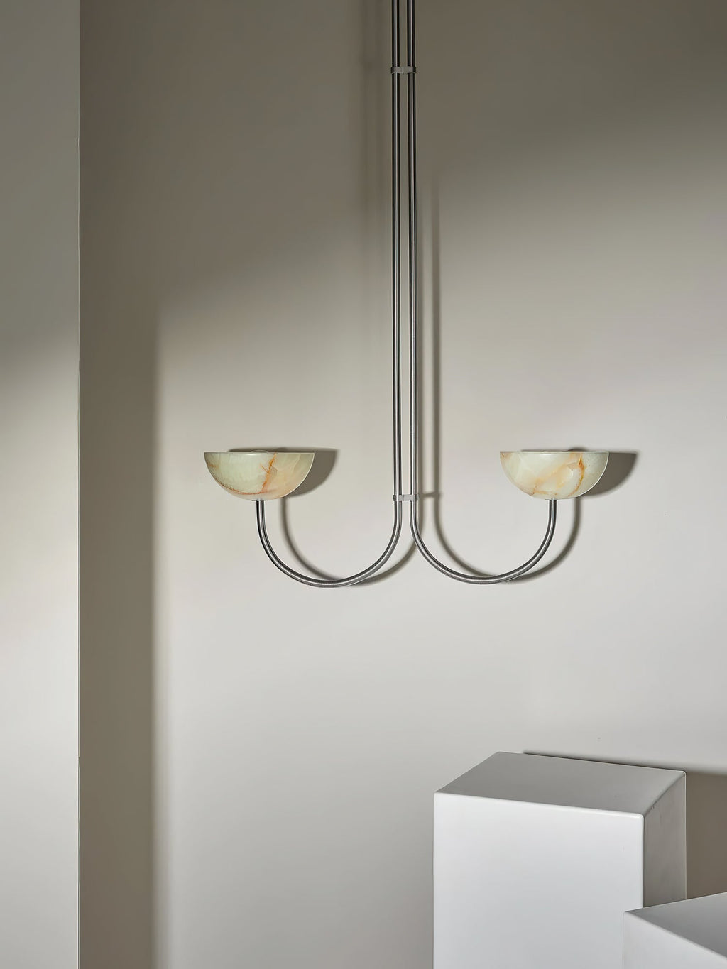 Lunaris Duo Alabaster Pendant Lamp by Bling Lighting Studio