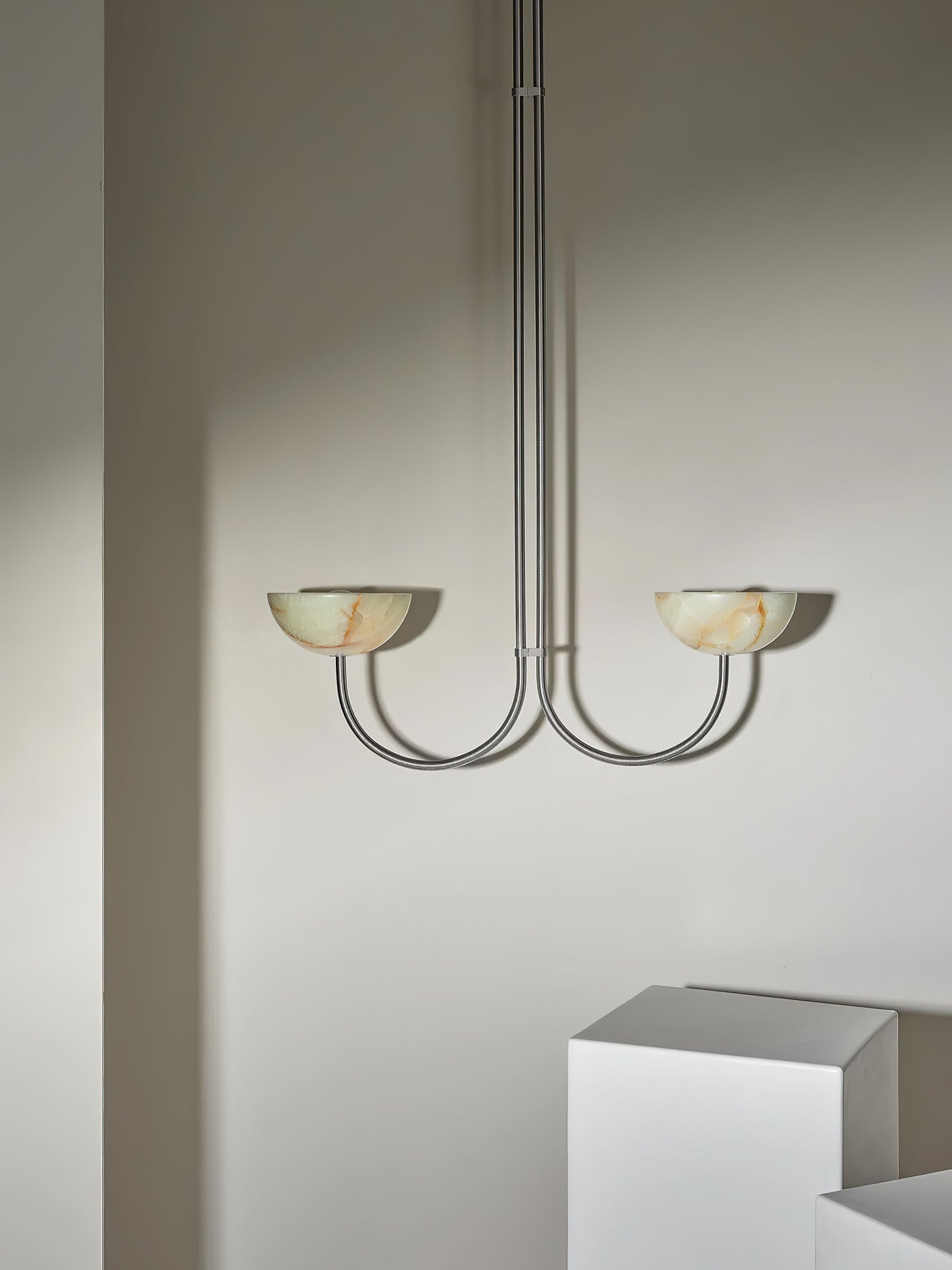 Lunaris Duo Alabaster Pendant Lamp by Bling Lighting Studio