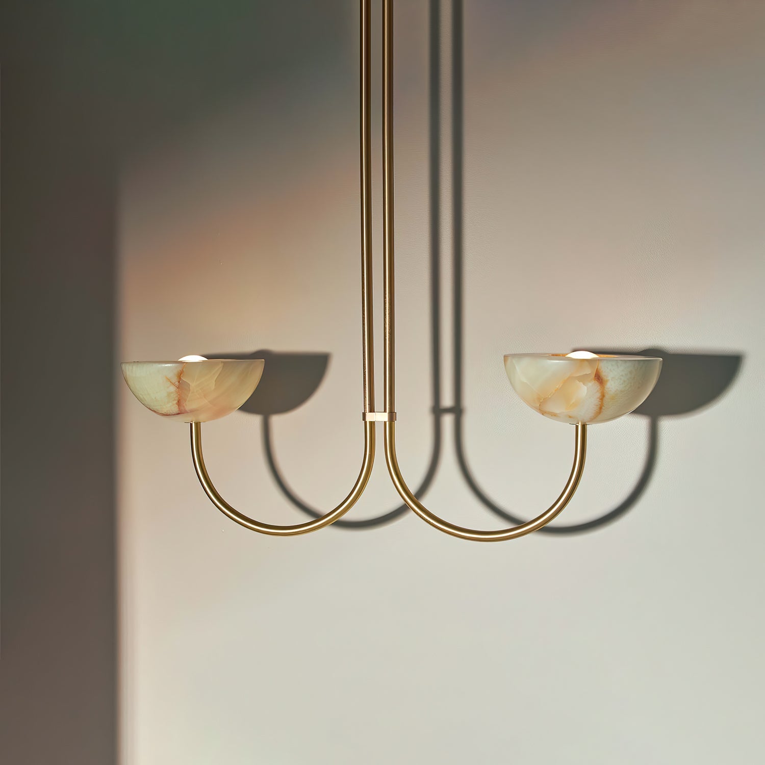 Lunaris Duo Alabaster Pendant Lamp by Bling Lighting Studio