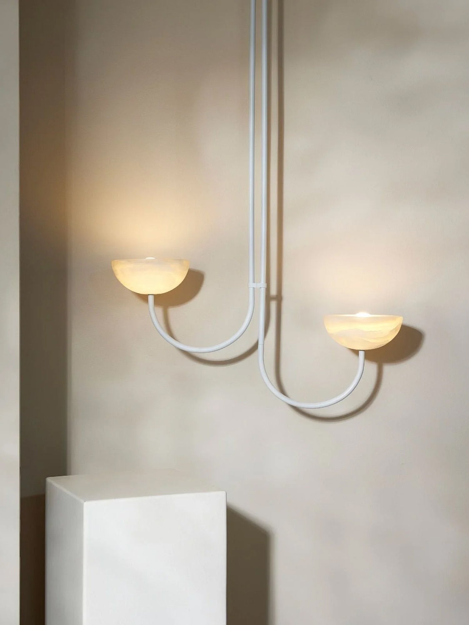Lunaris Duo Alabaster Pendant Lamp by Bling Lighting Studio