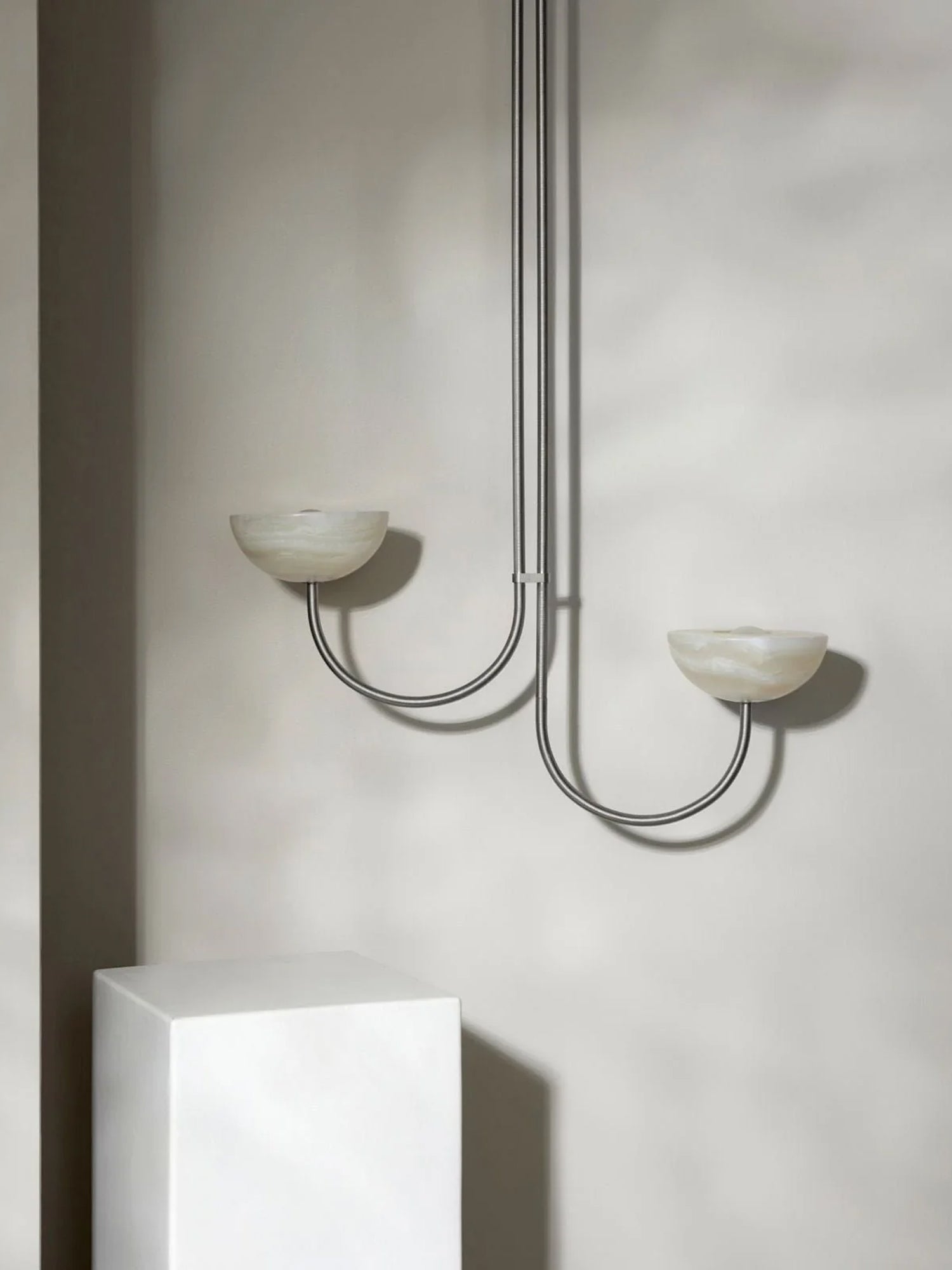 Lunaris Duo Alabaster Pendant Lamp by Bling Lighting Studio