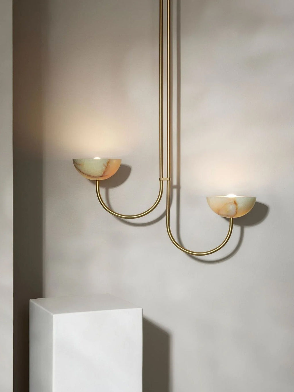 Lunaris Duo Alabaster Pendant Lamp by Bling Lighting Studio