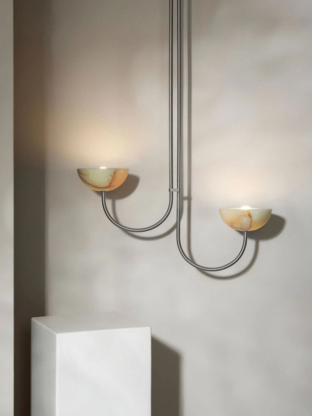 Lunaris Duo Alabaster Pendant Lamp by Bling Lighting Studio