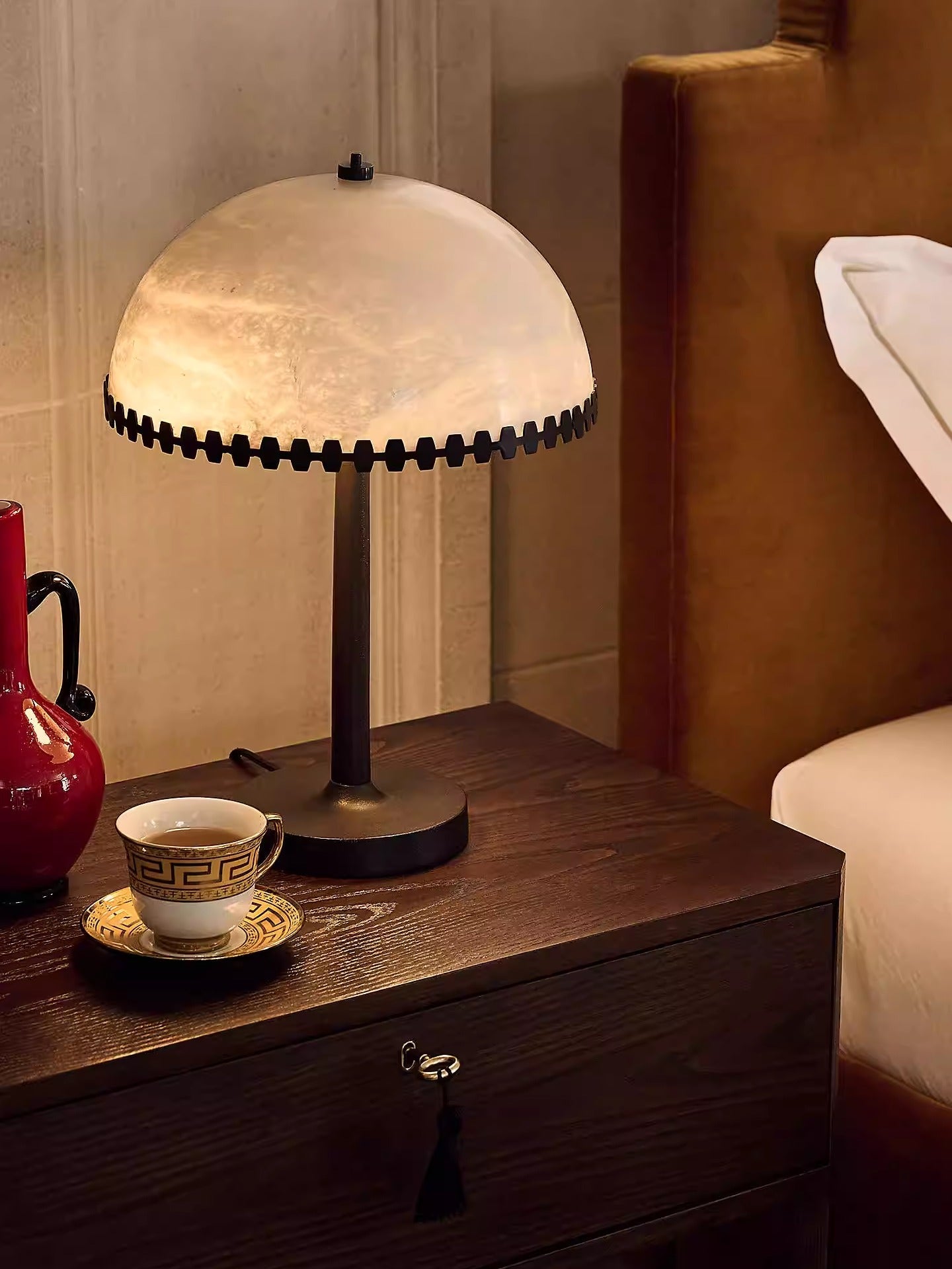 Lunarra Dome Alabaster Table Lamp by Bling Lighting Studio