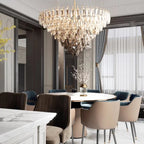 Luny Gold Cascading Waterfall Crystal Chandelier - Bling Lighting Studio