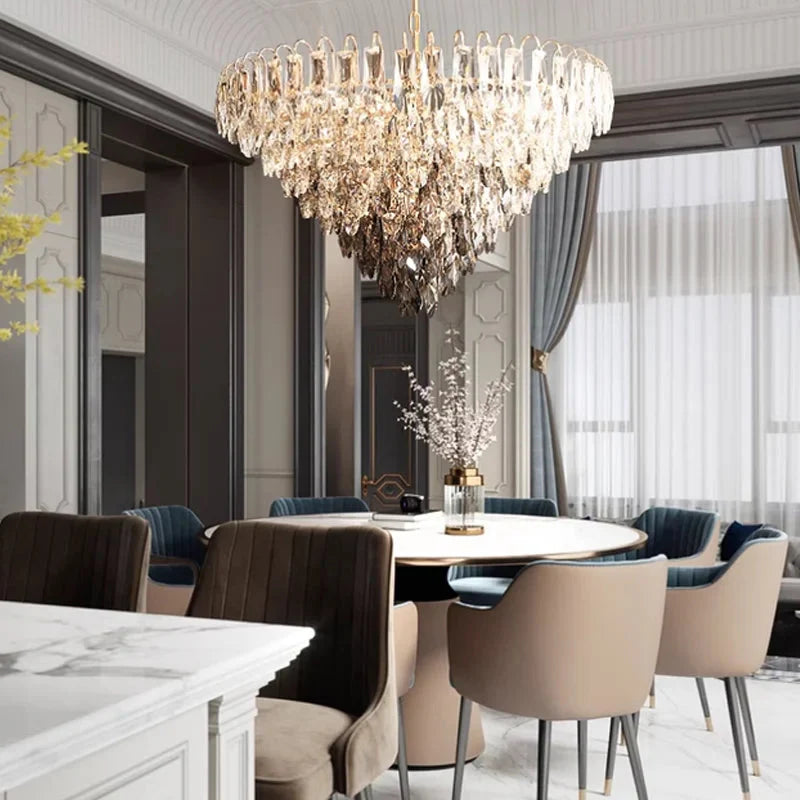 Luny Gold Cascading Waterfall Crystal Chandelier - Bling Lighting Studio