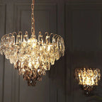 Luny Gold Cascading Waterfall Crystal Chandelier - Bling Lighting Studio