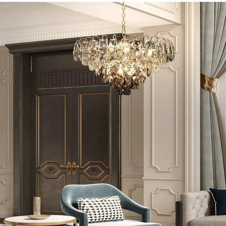 Luny Gold Cascading Waterfall Crystal Chandelier - Bling Lighting Studio