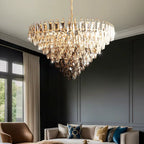 Luny Gold Cascading Waterfall Crystal Chandelier - Bling Lighting Studio