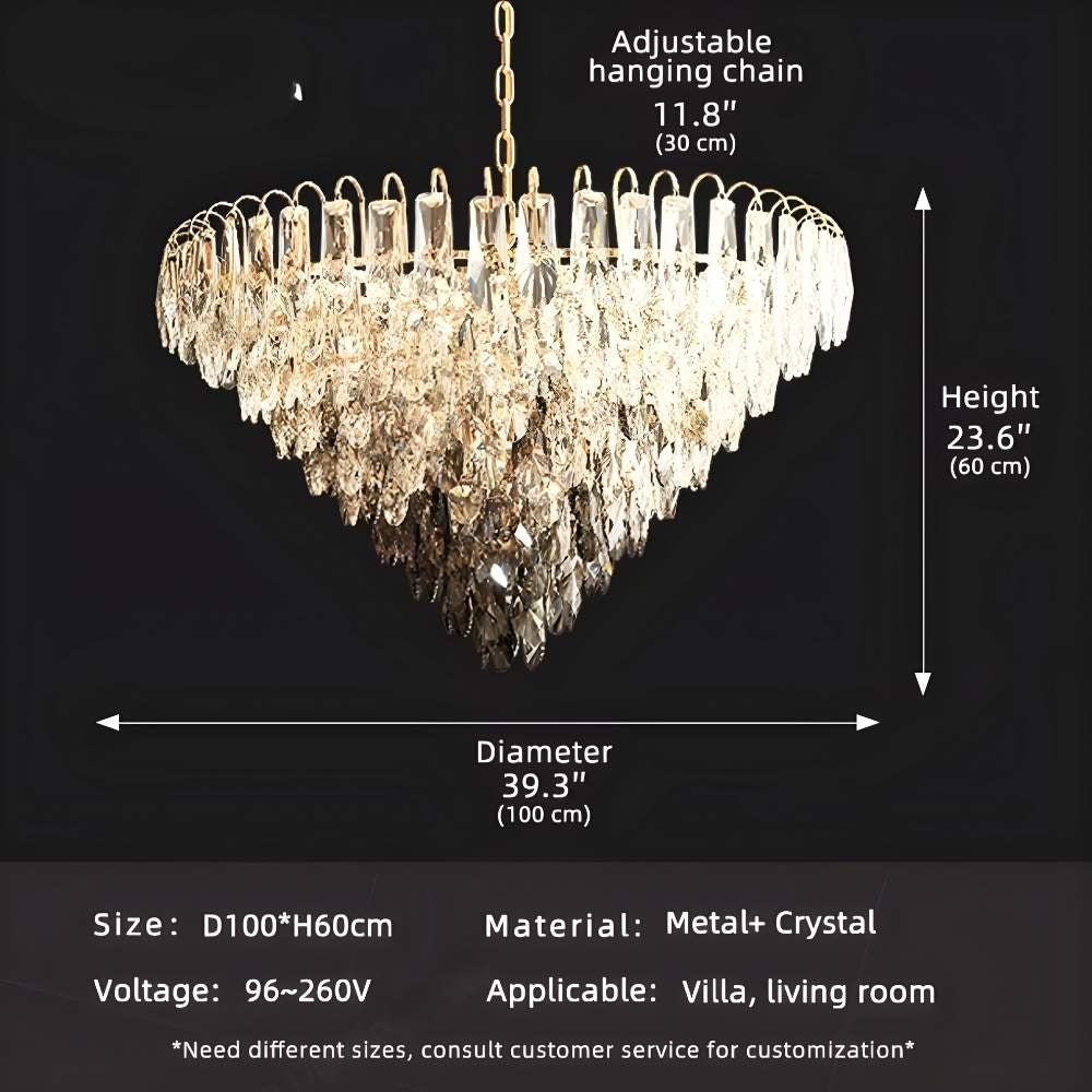 Luny Gold Cascading Waterfall Crystal Chandelier - Bling Lighting Studio