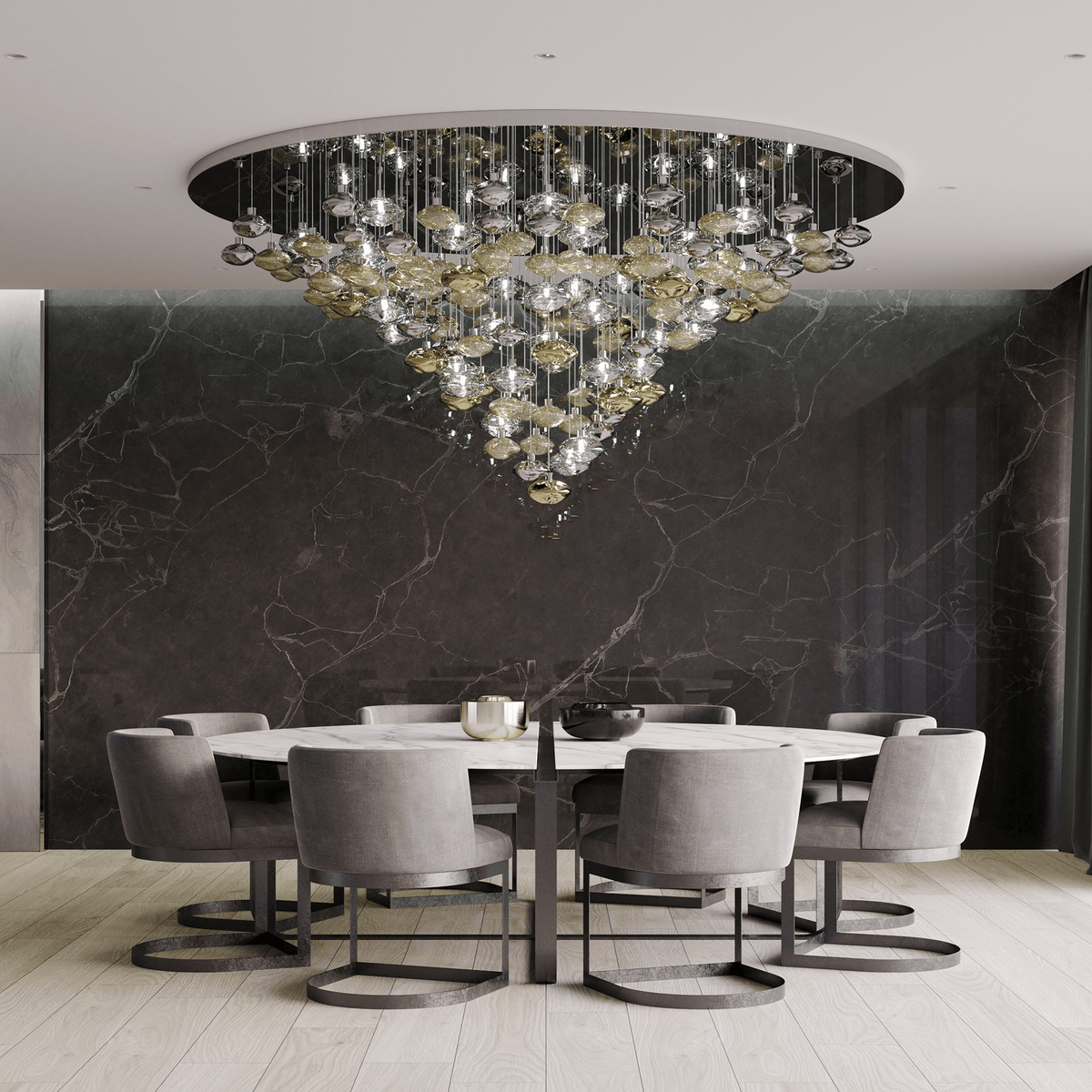 Lure Chandelier chandelier in a tall interior