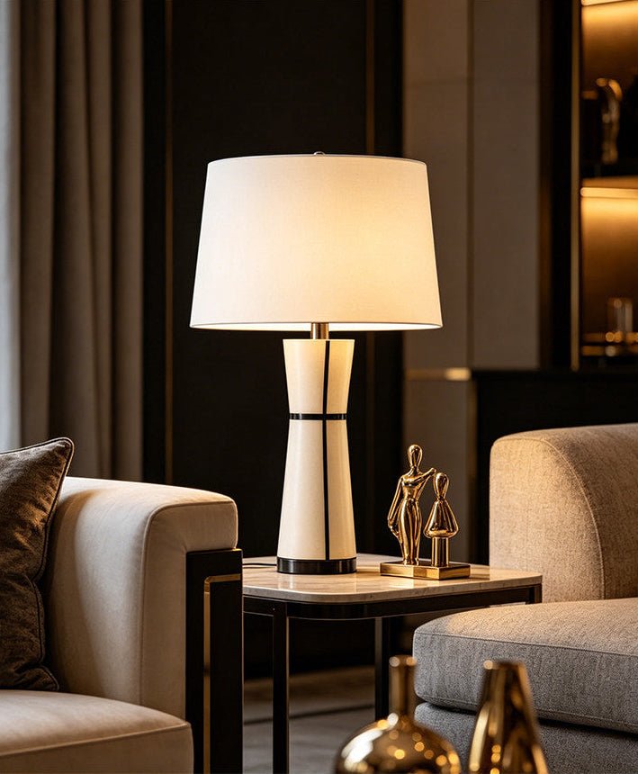 Luxe Leather Table Lamp by Bling Lighting Studio