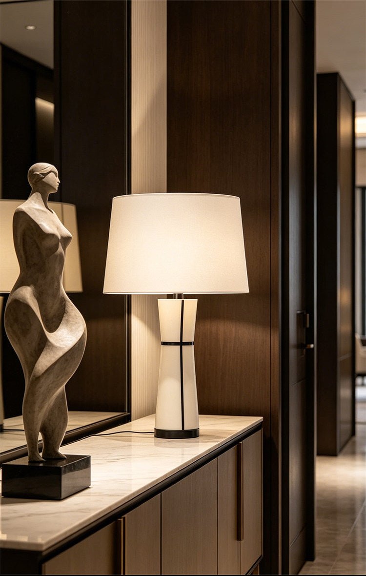 Luxe Leather Table Lamp by Bling Lighting Studio