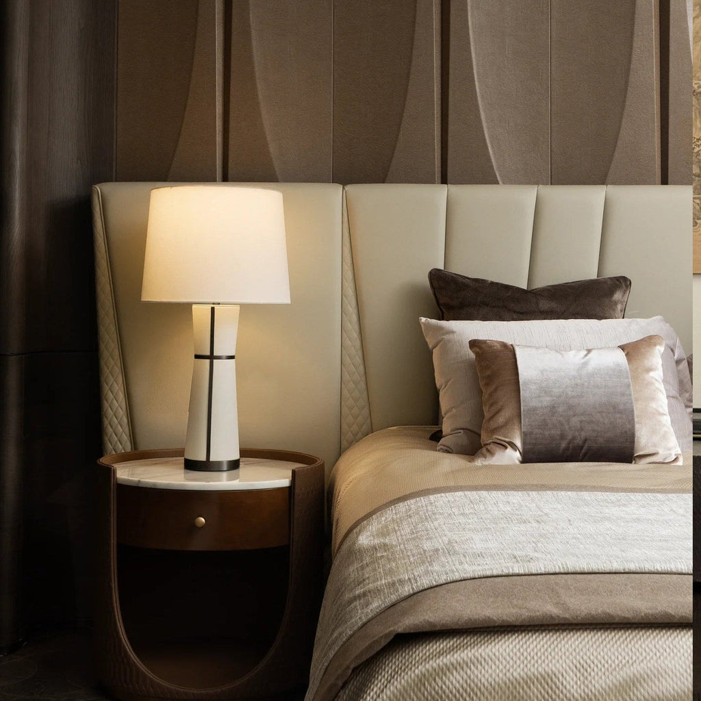 Luxe Leather Table Lamp by Bling Lighting Studio
