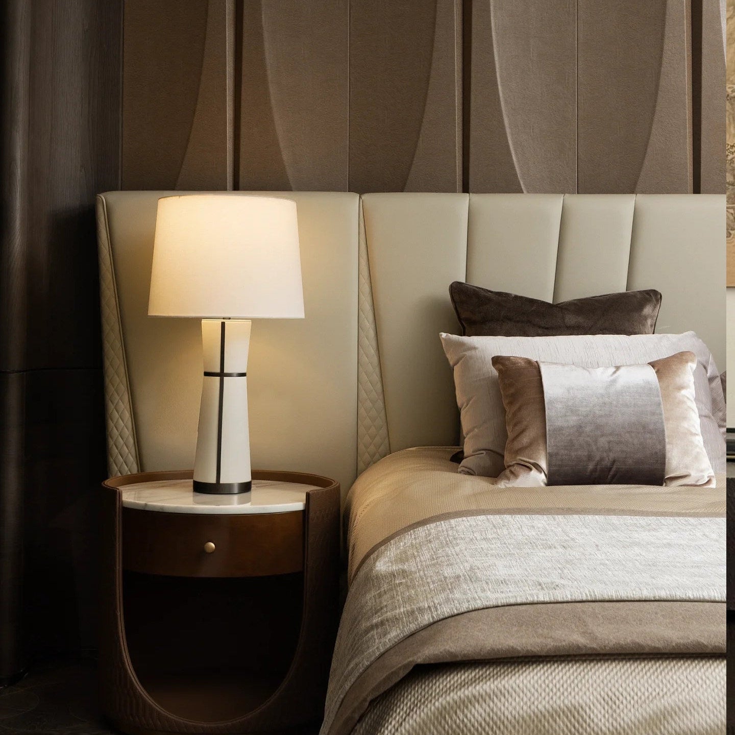 Luxe Leather Table Lamp by Bling Lighting Studio