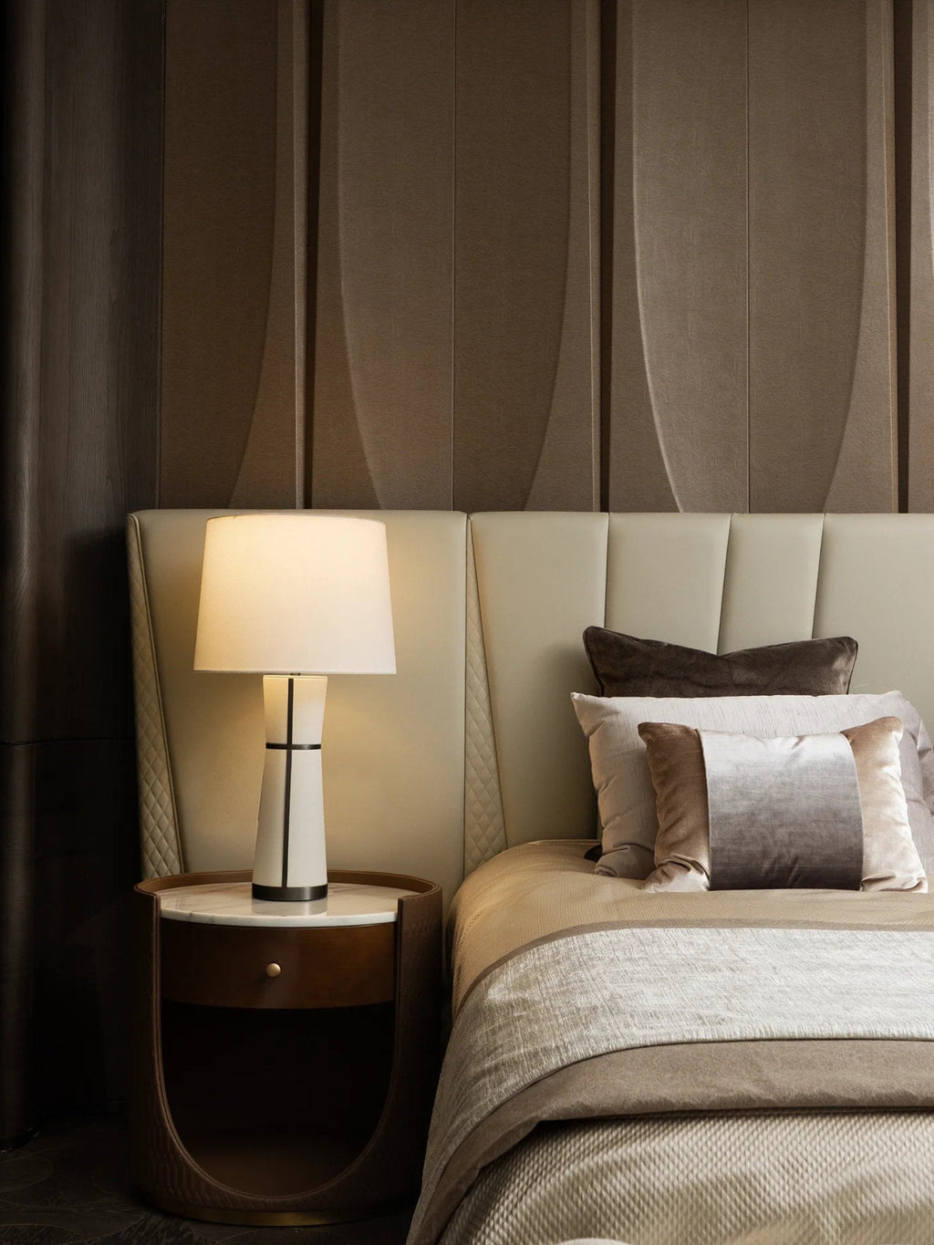 Luxe Leather Table Lamp by Bling Lighting Studio