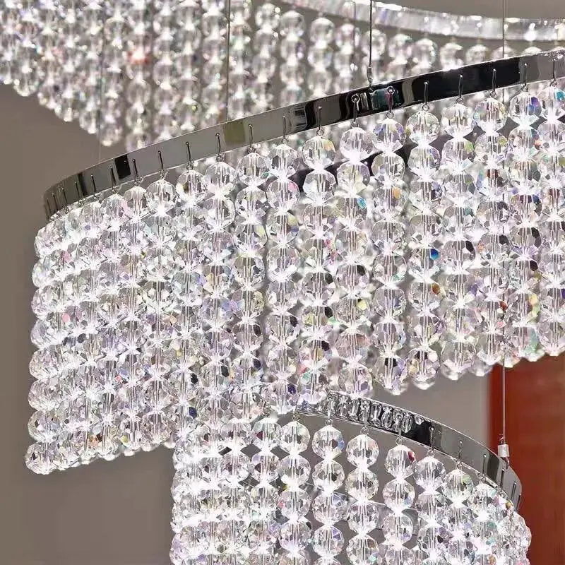 Luxury Crystal Grand Staircase Chandelier for high ceiling staircase and foyer lighting