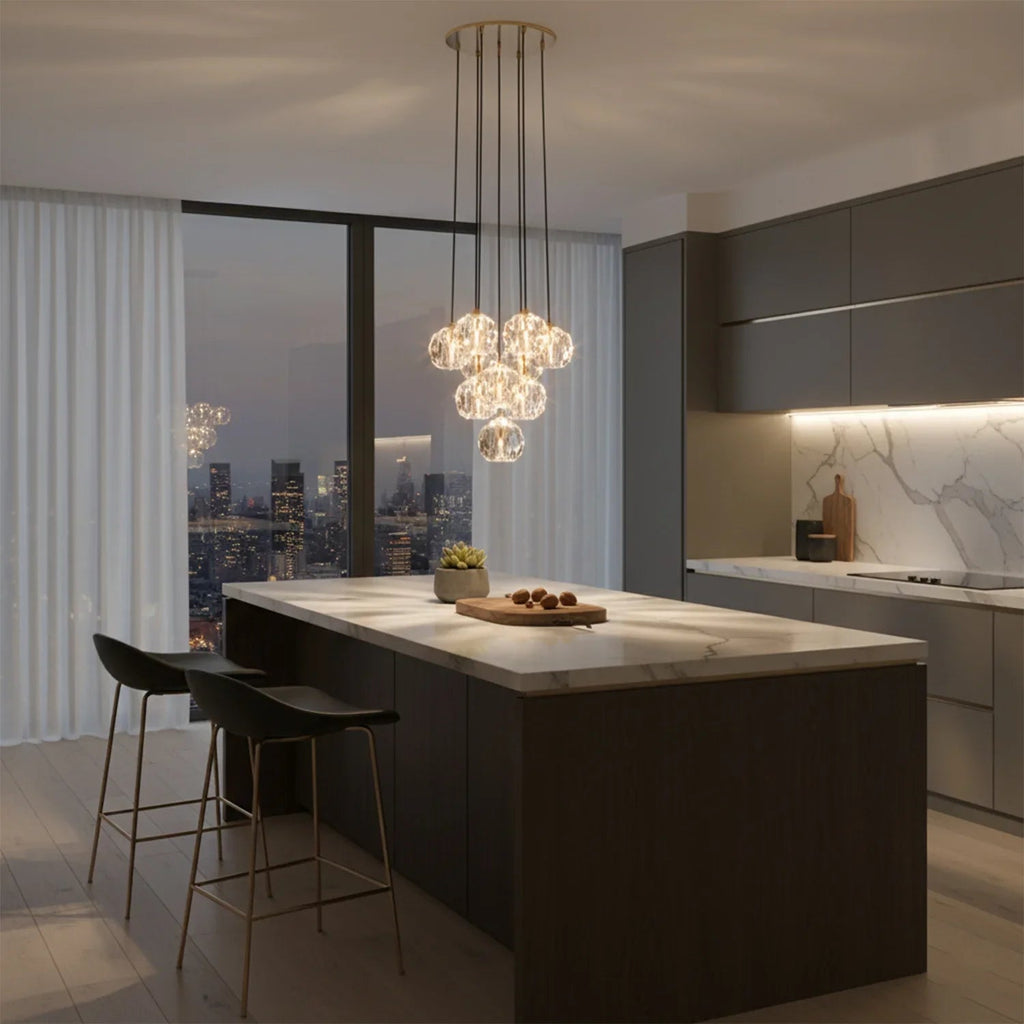Luxury Faceted Crystal Cluster Chandelier by Bling Lighting Studio