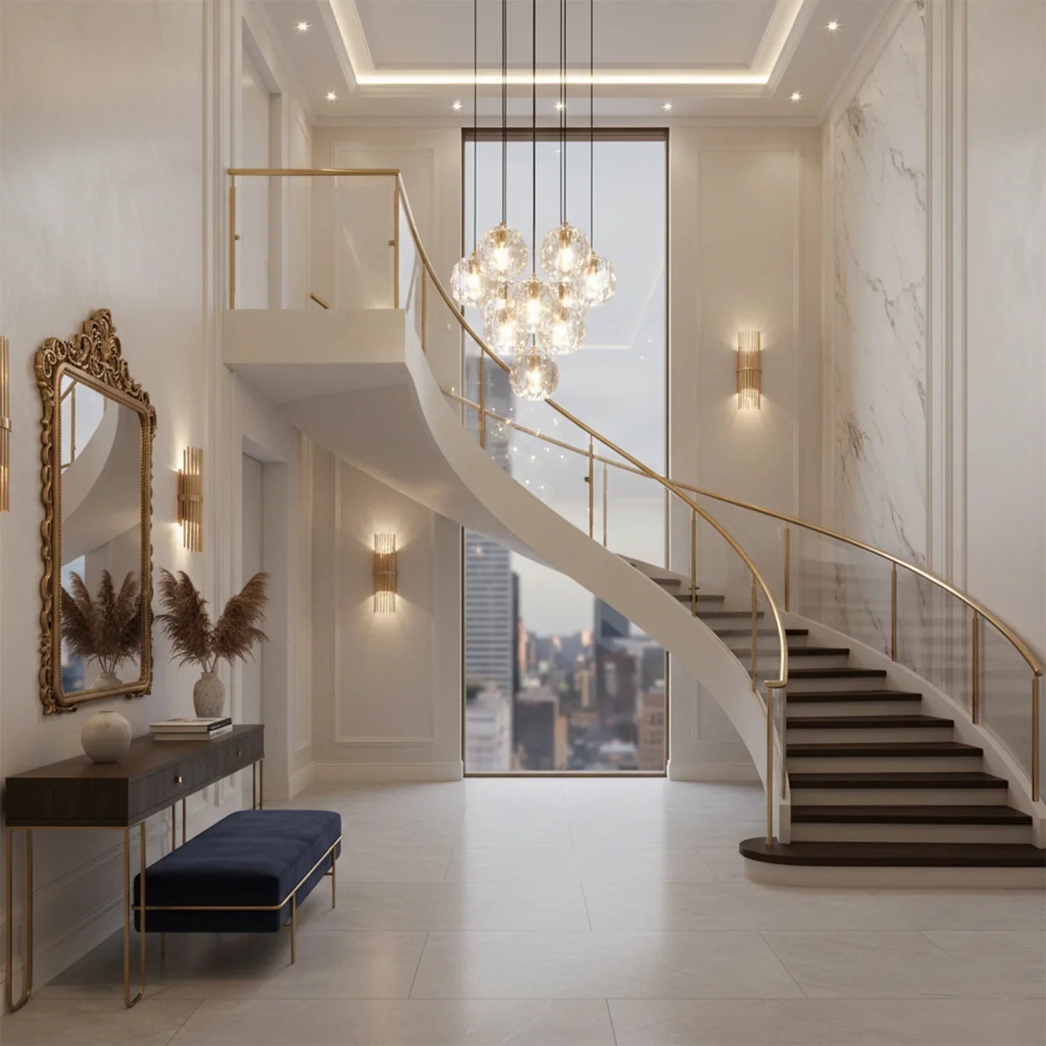 Luxury Faceted Crystal Cluster Chandelier by Bling Lighting Studio