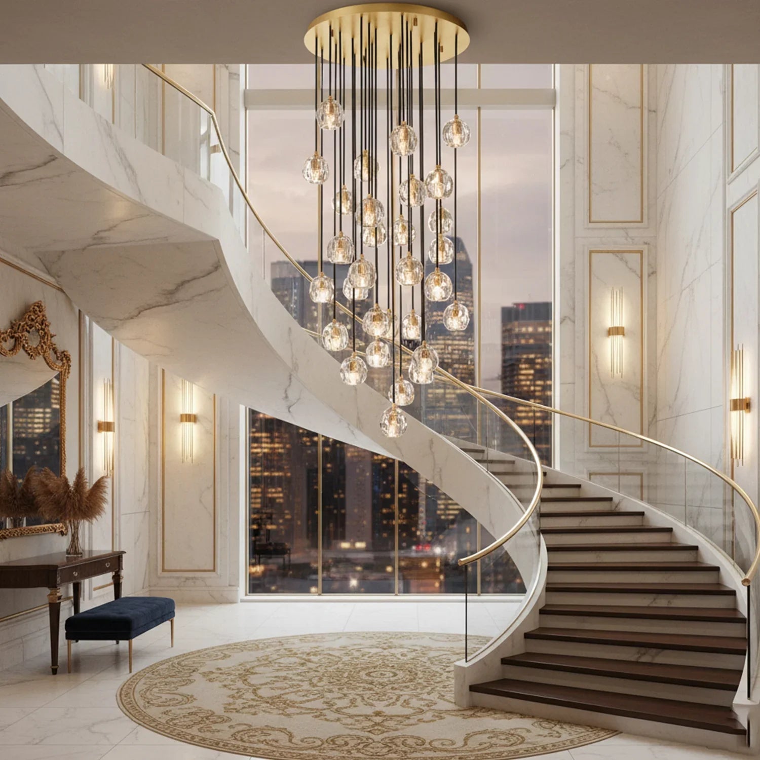 Luxury Faceted Crystal Cluster Chandelier by Bling Lighting Studio