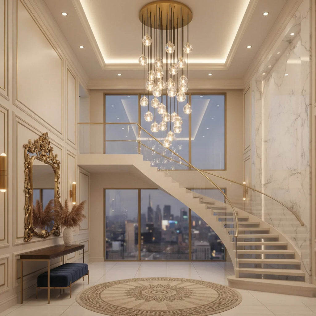 Luxury Faceted Crystal Cluster Chandelier by Bling Lighting Studio
