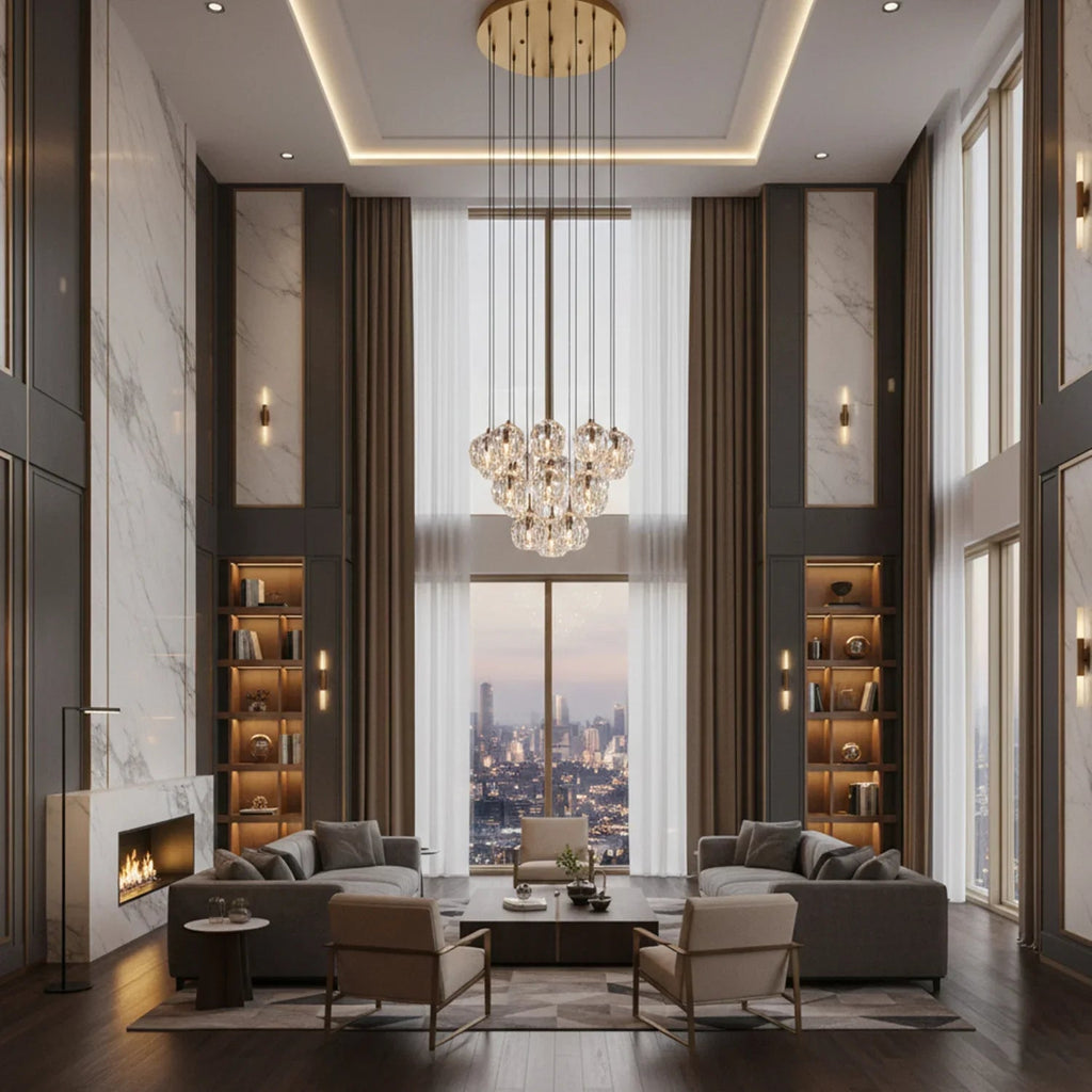 Luxury Faceted Crystal Cluster Chandelier by Bling Lighting Studio