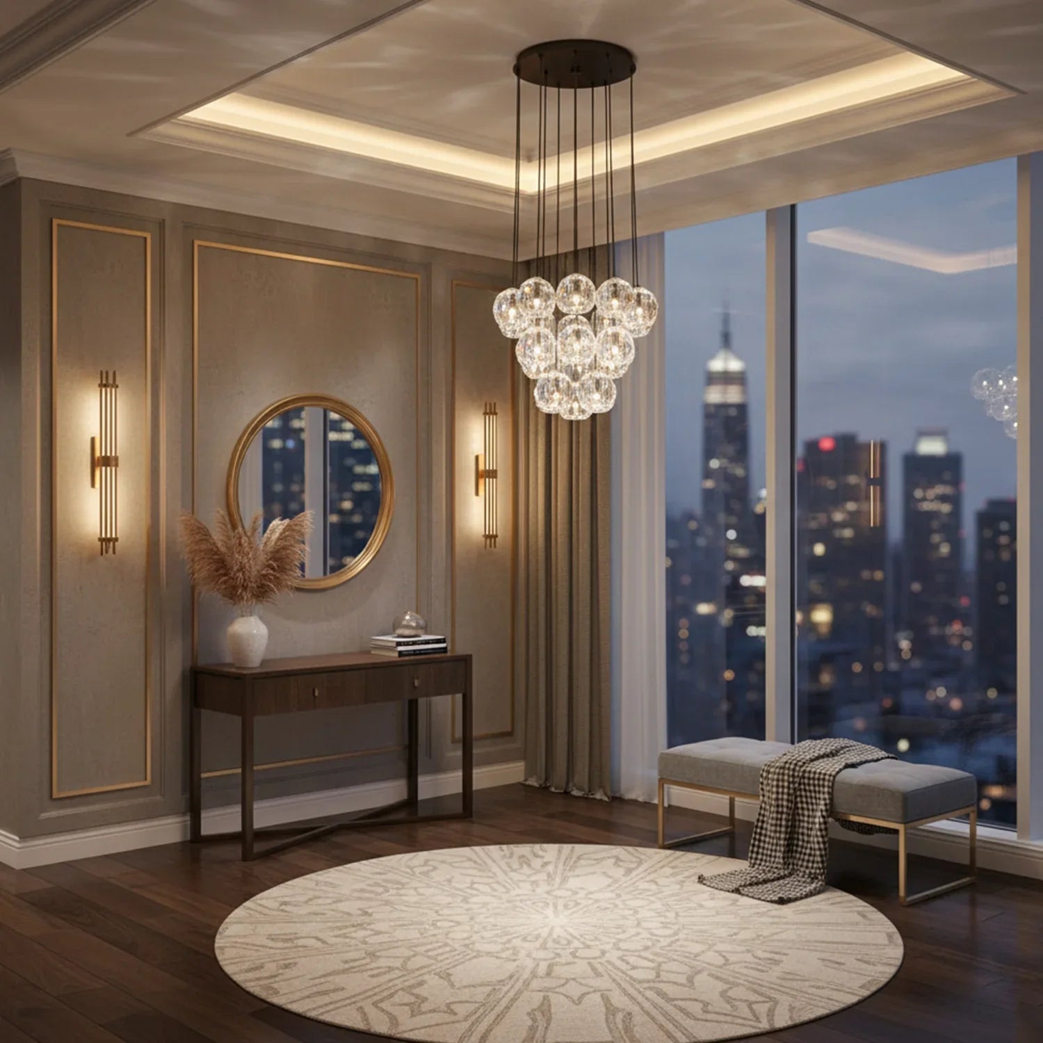Luxury Faceted Crystal Cluster Chandelier by Bling Lighting Studio