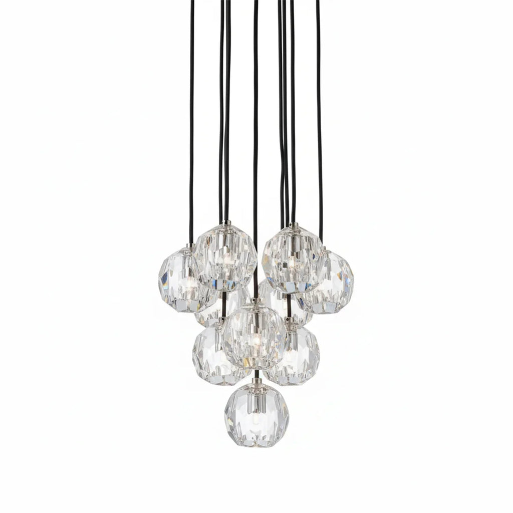 Luxury Faceted Crystal Cluster Chandelier by Bling Lighting Studio