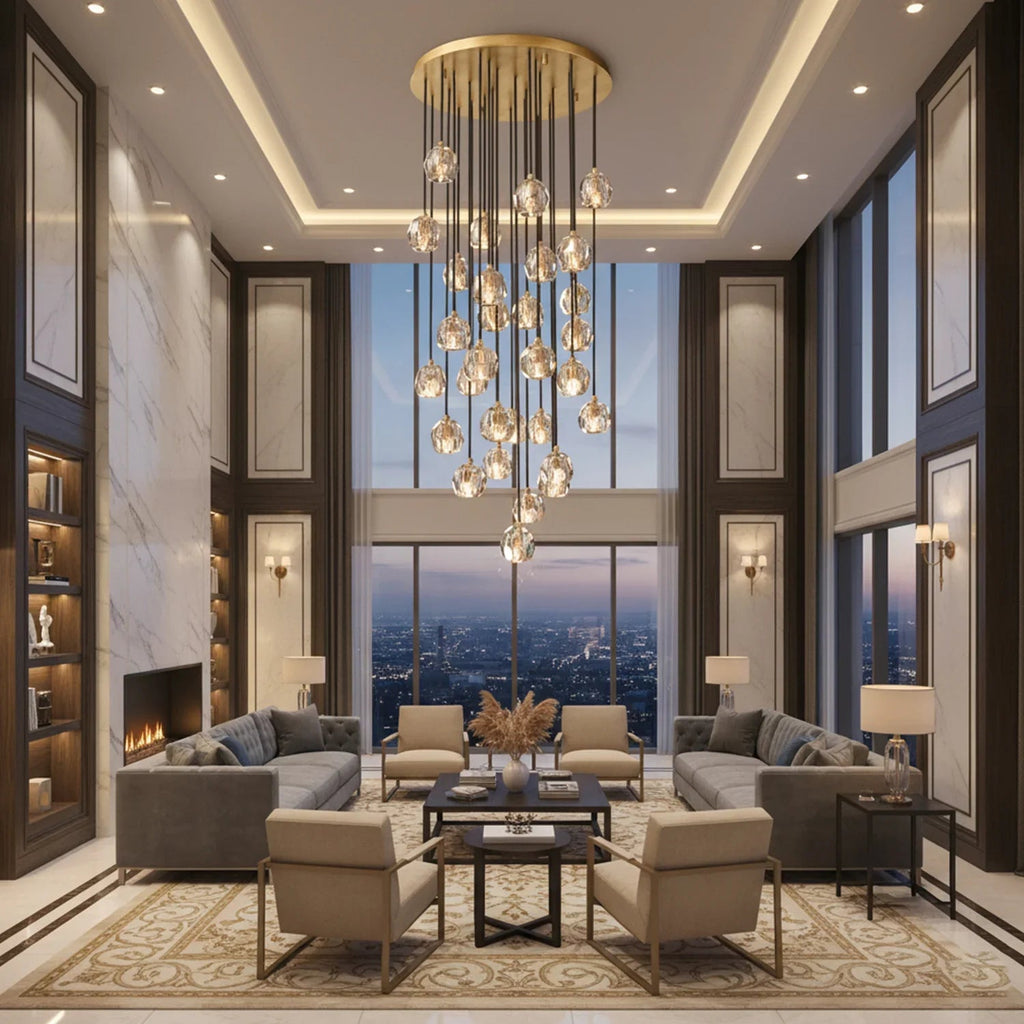 Luxury Faceted Crystal Cluster Chandelier by Bling Lighting Studio