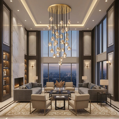 Luxury Faceted Crystal Cluster Chandelier by Bling Lighting Studio