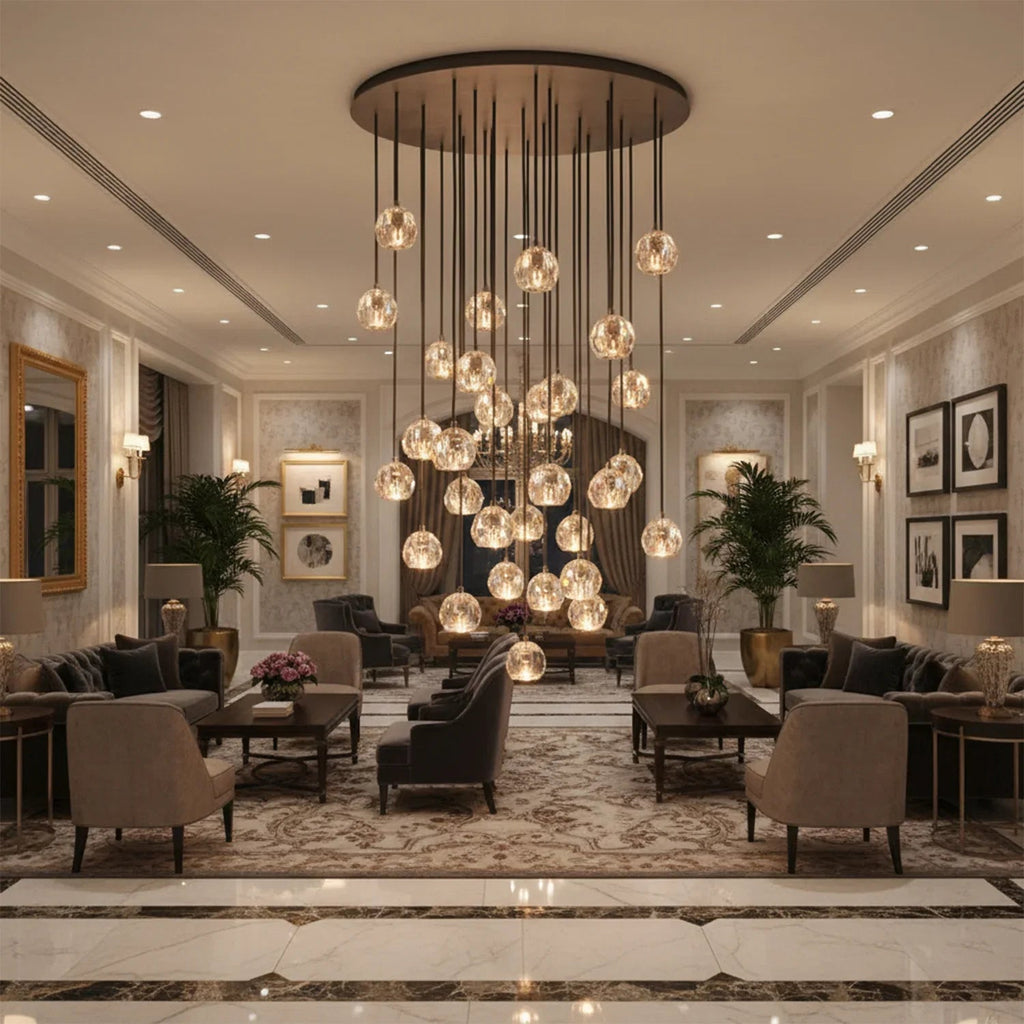 Luxury Faceted Crystal Cluster Chandelier by Bling Lighting Studio