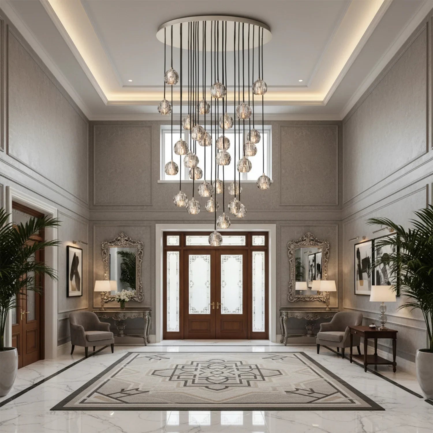 Luxury Faceted Crystal Cluster Chandelier by Bling Lighting Studio