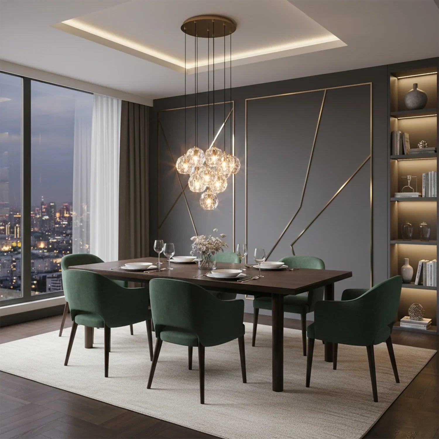 Luxury Faceted Crystal Cluster Chandelier by Bling Lighting Studio