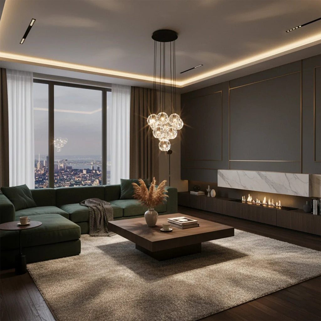 Luxury Faceted Crystal Cluster Chandelier by Bling Lighting Studio
