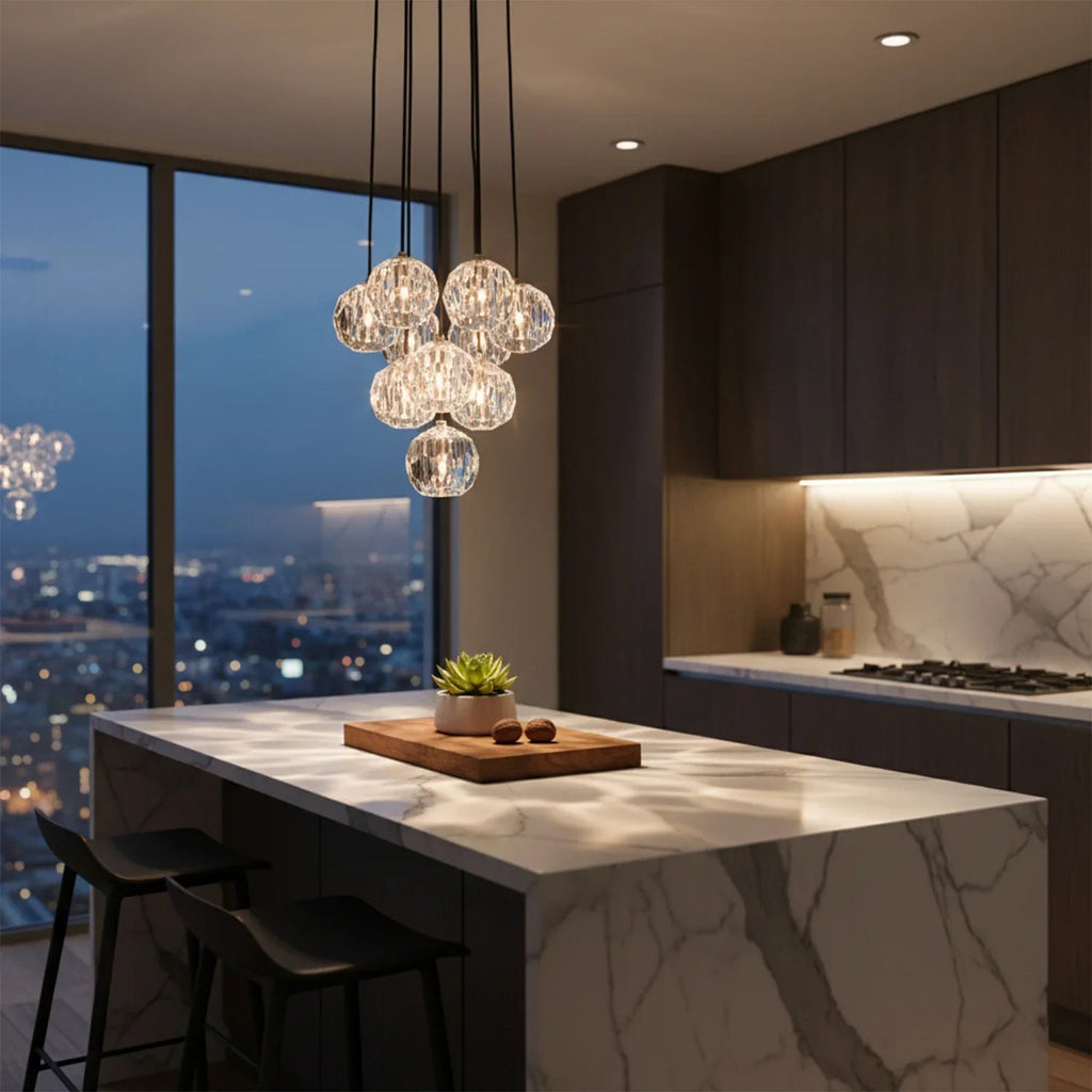 Luxury Faceted Crystal Cluster Chandelier by Bling Lighting Studio