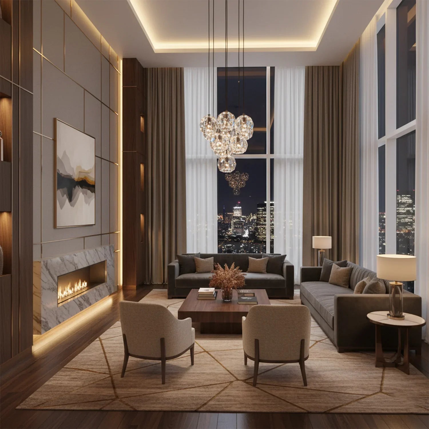 Luxury Faceted Crystal Cluster Chandelier by Bling Lighting Studio
