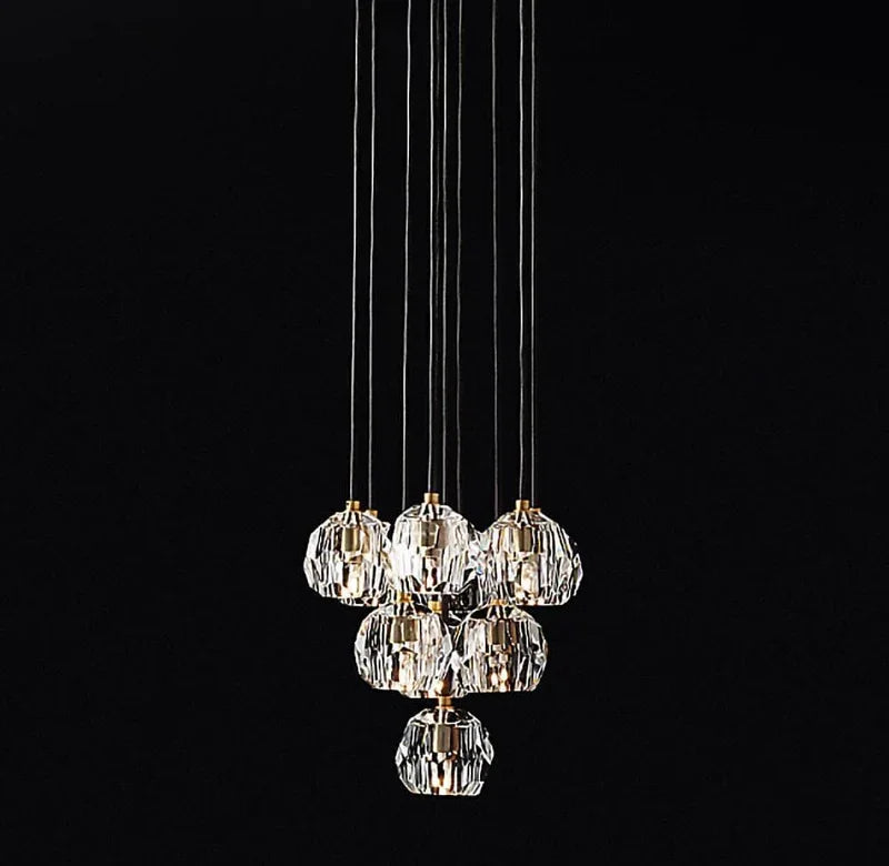 Luxury Faceted Crystal Cluster Chandelier by Bling Lighting Studio