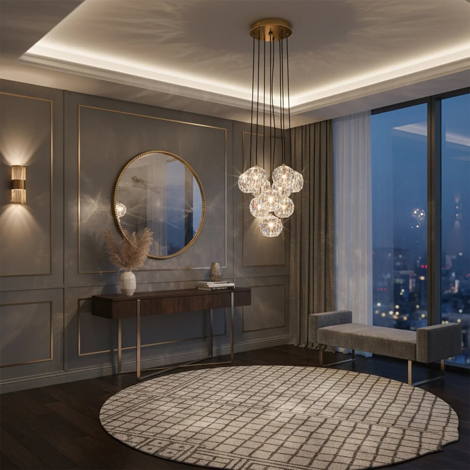 Luxury Faceted Crystal Cluster Chandelier by Bling Lighting Studio