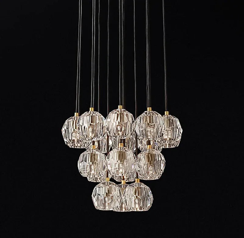 Luxury Faceted Crystal Cluster Chandelier by Bling Lighting Studio