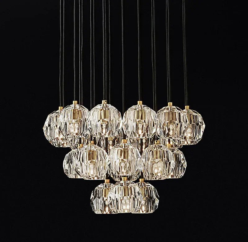 Luxury Faceted Crystal Cluster Chandelier by Bling Lighting Studio