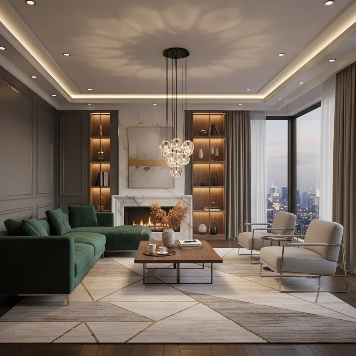 Luxury Faceted Crystal Cluster Chandelier by Bling Lighting Studio