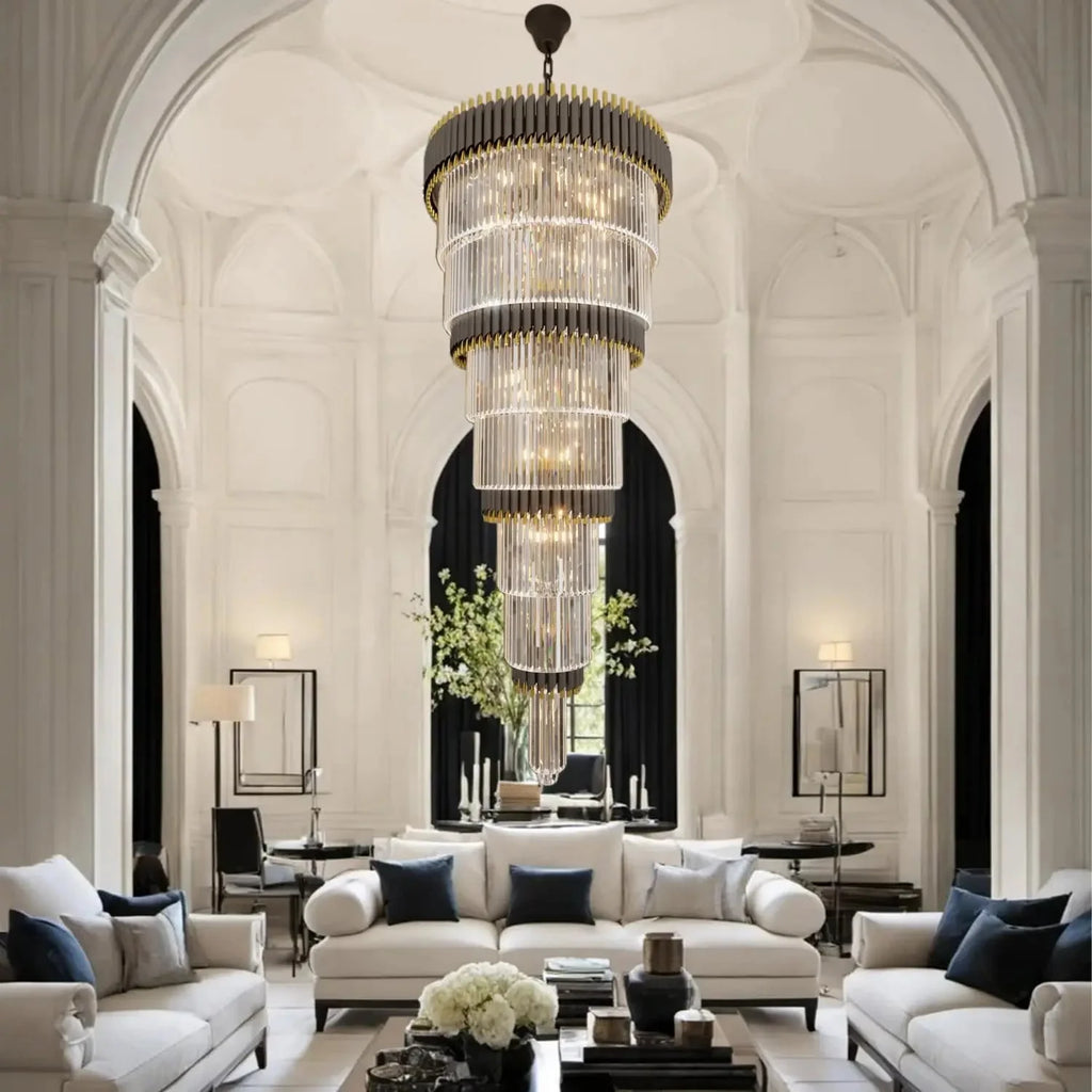Luxury Oversize Crystal Chandelier for high ceiling staircase and foyer lighting