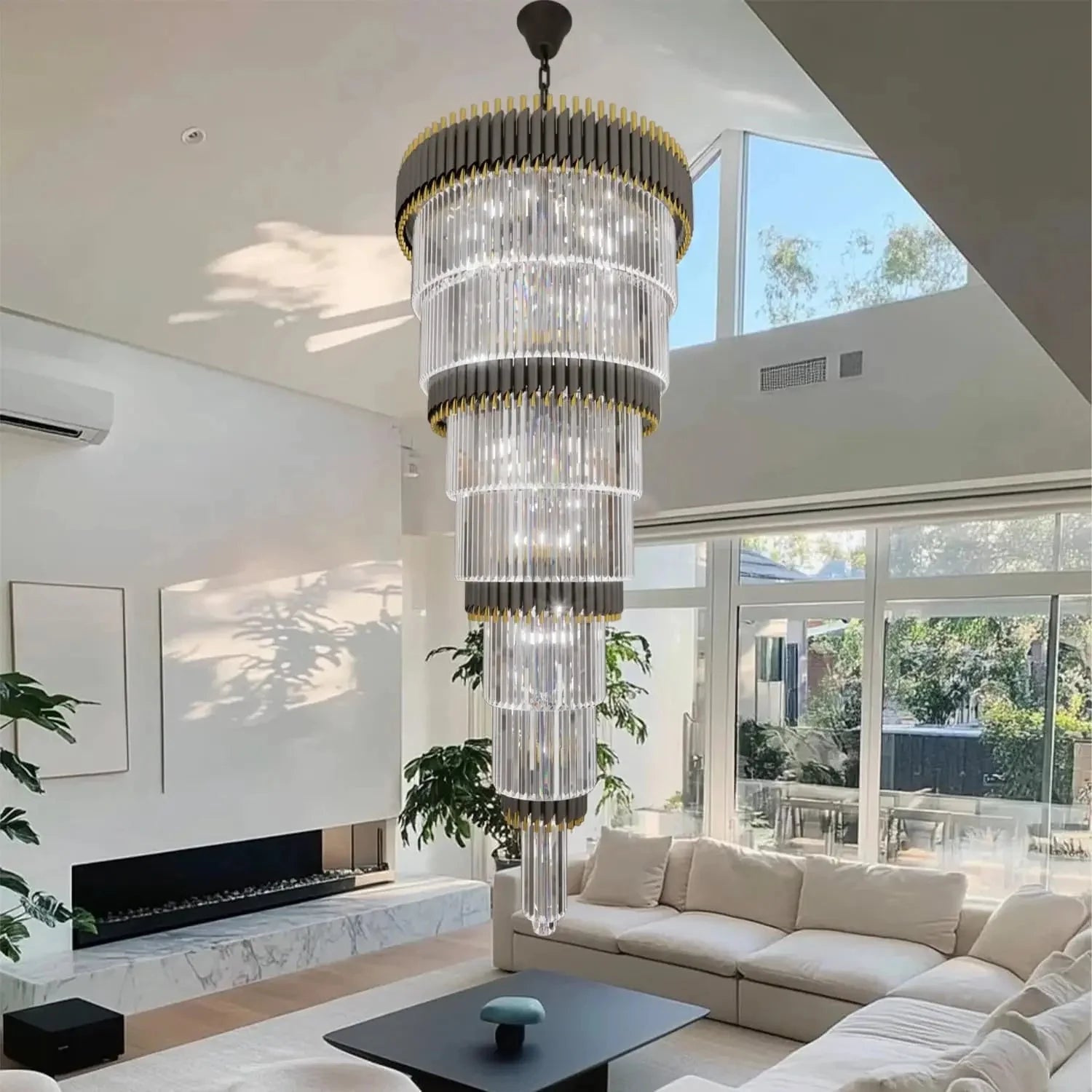 Luxury Oversize Crystal Chandelier for high ceiling staircase and foyer lighting